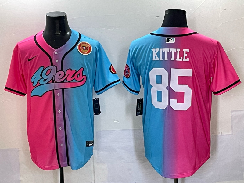 Men 2025 San Francisco 49ers #85 Kittle Pink Blue pink Nike Limited NFL Jersey 0012->san francisco 49ers->NFL Jersey